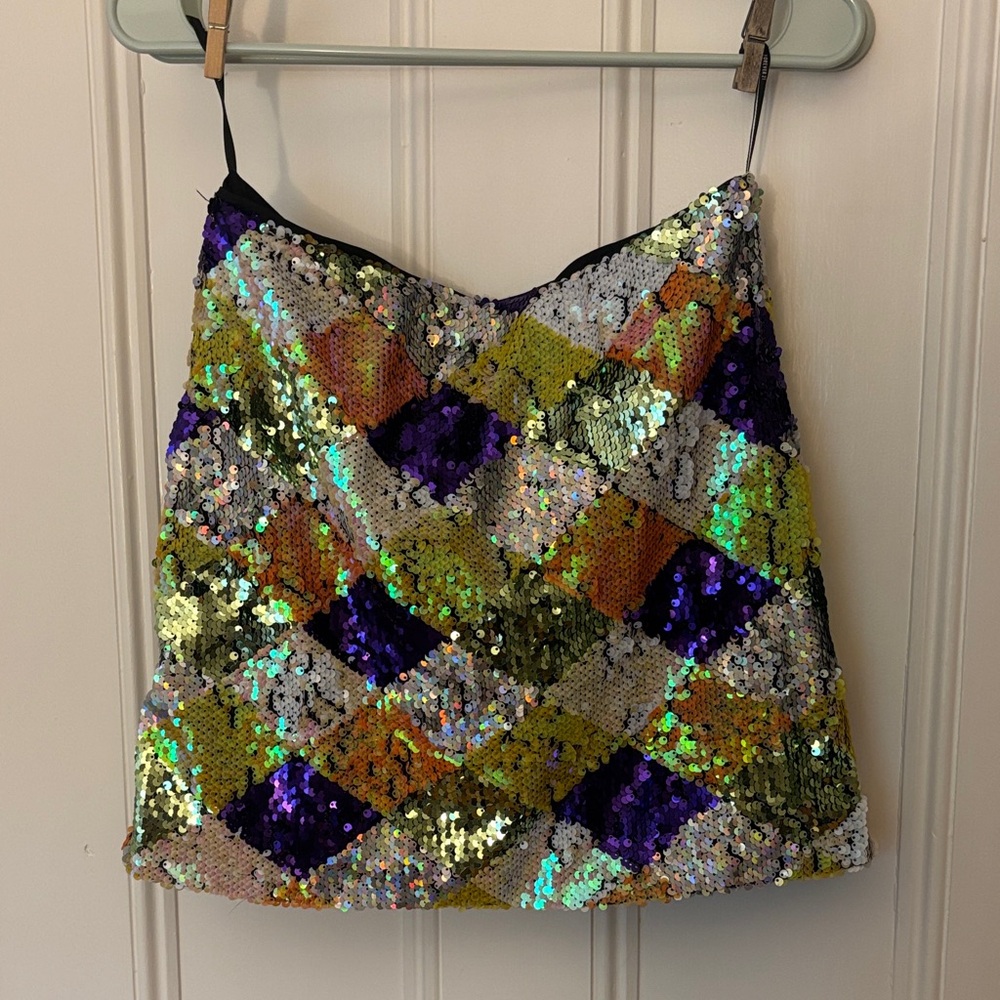 Sequin Harlequin Pattern Mini Skirt